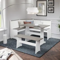 Kirkland's Home Dining Sets-Gray And White 3-Pc. Dining Nook Set