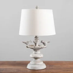 Kirkland's Home Table Lamps-Gray Bird Bath Table Lamp
