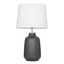 Kirkland's Home Table Lamps-Gray Ceramic Base Gold Accent Table Lamp
