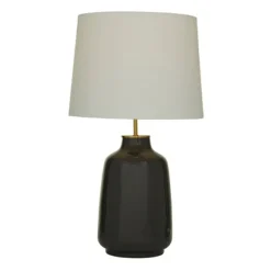 Kirkland's Home Table Lamps-Gray Ceramic Base Gold Accent Table Lamp
