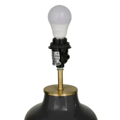 Kirkland's Home Table Lamps-Gray Ceramic Base Gold Accent Table Lamp