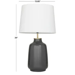 Kirkland's Home Table Lamps-Gray Ceramic Base Gold Accent Table Lamp