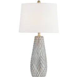 Kirkland's Home Table Lamps-Gray Ceramic 3D Pattern Table Lamp