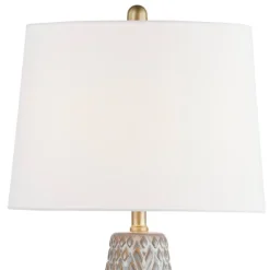 Kirkland's Home Table Lamps-Gray Ceramic 3D Pattern Table Lamp
