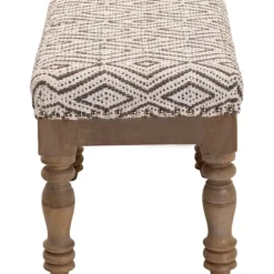 Kirkland's Home Benches & Ottomans-Gray Diamond Upholstered Ottoman