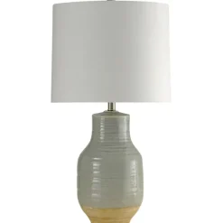 Kirkland's Home Table Lamps-Gray Dipped Two-Toned Ceramic Table Lamp