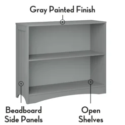Kirkland's Home Bookshelves-Gray Double Shelf Wooden Bookcase