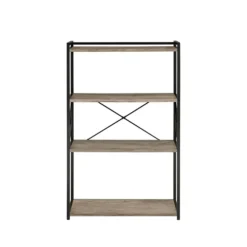 Kirkland's Home Bookshelves-Gray Finish X Frame Open Shelf Bookcase