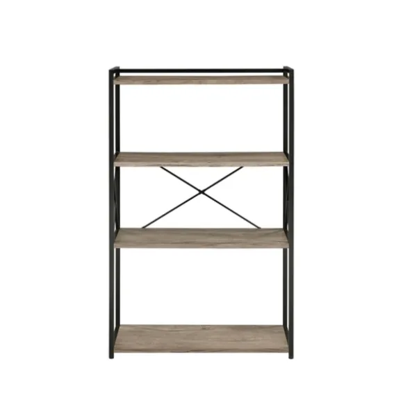 Kirkland's Home Bookshelves-Gray Finish X Frame Open Shelf Bookcase