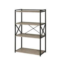 Kirkland's Home Bookshelves-Gray Finish X Frame Open Shelf Bookcase