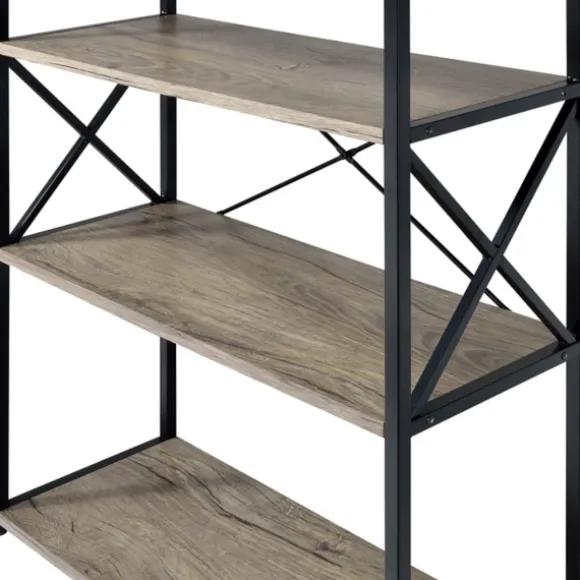 Kirkland's Home Bookshelves-Gray Finish X Frame Open Shelf Bookcase