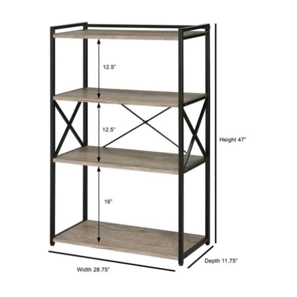 Kirkland's Home Bookshelves-Gray Finish X Frame Open Shelf Bookcase