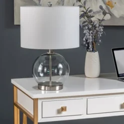 Kirkland's Home Table Lamps-Gray Glass Globe Table Lamp