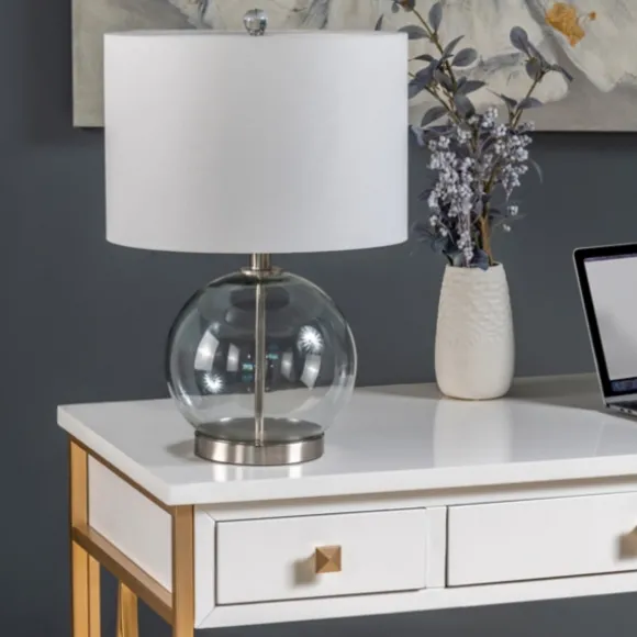 Kirkland's Home Table Lamps-Gray Glass Globe Table Lamp