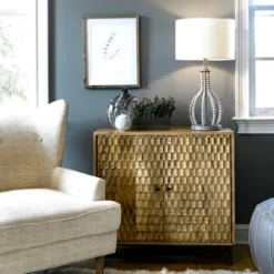 Kirkland's Home Table Lamps-Gray Iron And Rattan Beaded Table Lamp