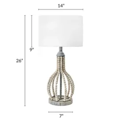 Kirkland's Home Table Lamps-Gray Iron And Rattan Beaded Table Lamp