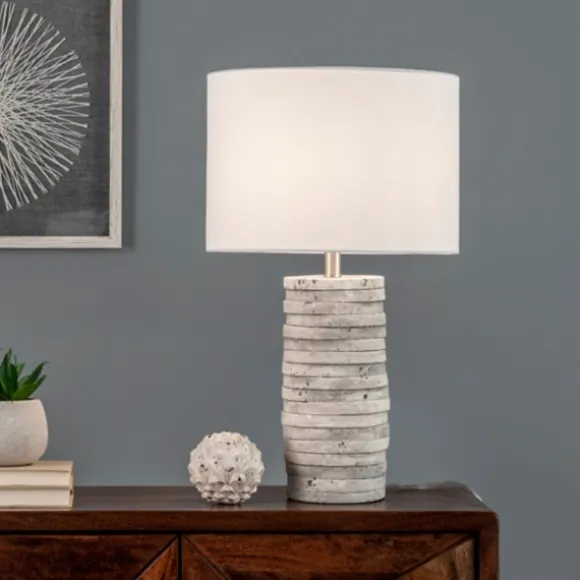 Kirkland's Home Table Lamps-Gray Layered Cylinder Table Lamp