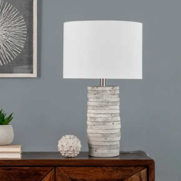 Kirkland's Home Table Lamps-Gray Layered Cylinder Table Lamp
