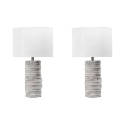 Kirkland's Home Table Lamps-Gray Layered Cylinder Table Lamp