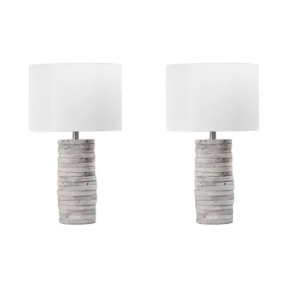 Kirkland's Home Table Lamps-Gray Layered Cylinder Table Lamp