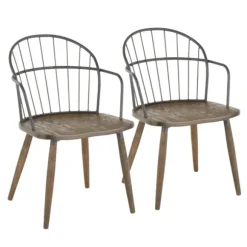 Kirkland's Home Dining Chairs-Gray Metal Spindle Back Dining Chairs, Set Of 2