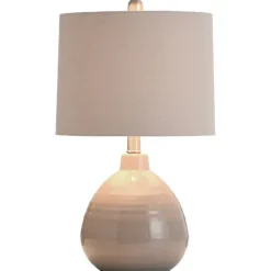 Kirkland's Home Table Lamps-Gray Ribbed Ceramic Table Lamp