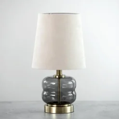 Kirkland's Home Table Lamps-Gray Smoked Glass Table Lamp