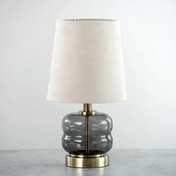 Kirkland's Home Table Lamps-Gray Smoked Glass Table Lamp