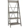 Kirkland's Home Bookshelves-Gray Solid Wood Ladder Bookshelf