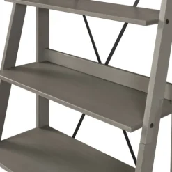 Kirkland's Home Bookshelves-Gray Solid Wood Ladder Bookshelf