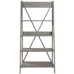Kirkland's Home Bookshelves-Gray Solid Wood Ladder Bookshelf