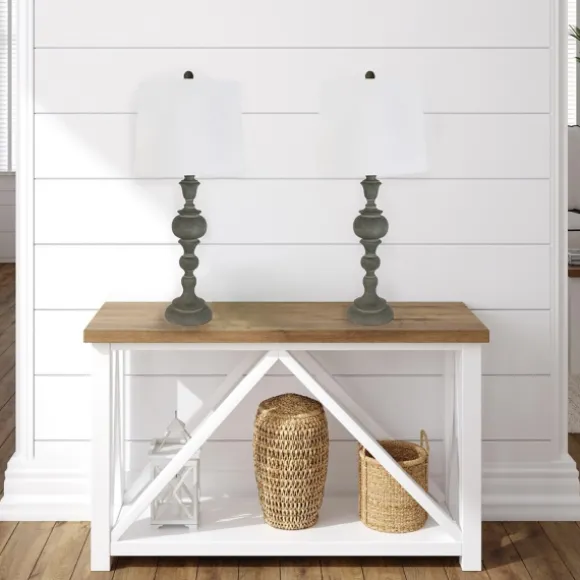 Kirkland's Home Table Lamps-Gray Spindle Body Table Lamps, Set Of 2