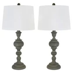 Kirkland's Home Table Lamps-Gray Spindle Body Table Lamps, Set Of 2