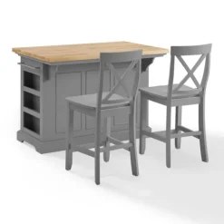 Kirkland's Home Kitchen Islands & Bar Carts-Gray Storage Cabinet 3-Pc. Kitchen Island Set