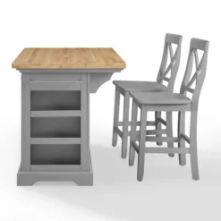 Kirkland's Home Kitchen Islands & Bar Carts-Gray Storage Cabinet 3-Pc. Kitchen Island Set