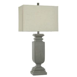 Kirkland's Home Table Lamps-Gray Traditional Rectangular Table Lamp