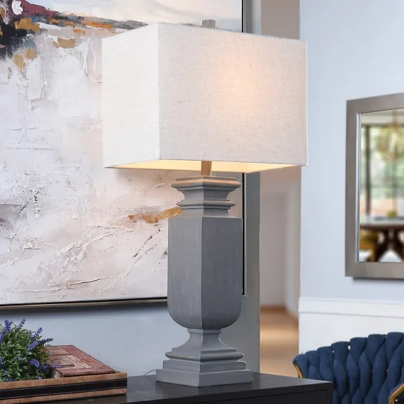 Kirkland's Home Table Lamps-Gray Traditional Rectangular Table Lamp