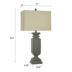 Kirkland's Home Table Lamps-Gray Traditional Rectangular Table Lamp