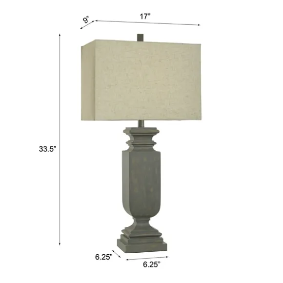 Kirkland's Home Table Lamps-Gray Traditional Rectangular Table Lamp