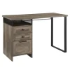 Kirkland's Home Office Furniture-Gray Wash Wood And Mesh 3-Drawer Desk