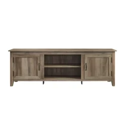 Kirkland's Home Tv Stands & Media Consoles-Gray Wash Wood Grooved Door Tv Stand