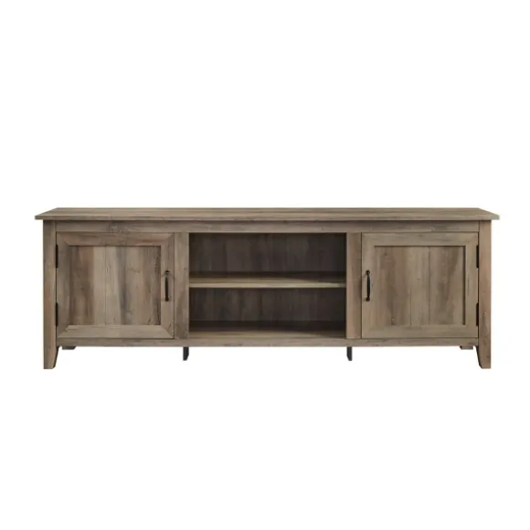 Kirkland's Home Tv Stands & Media Consoles-Gray Wash Wood Grooved Door Tv Stand