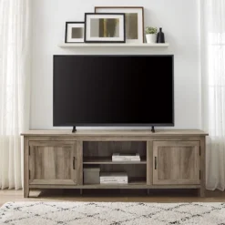 Kirkland's Home Tv Stands & Media Consoles-Gray Wash Wood Grooved Door Tv Stand
