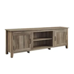 Kirkland's Home Tv Stands & Media Consoles-Gray Wash Wood Grooved Door Tv Stand