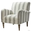 Kirkland's Home Accent Chairs-Gray White Carved Slope Stripe Accent Chair