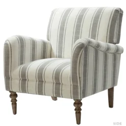 Kirkland's Home Accent Chairs-Gray White Carved Slope Stripe Accent Chair