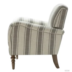 Kirkland's Home Accent Chairs-Gray White Carved Slope Stripe Accent Chair
