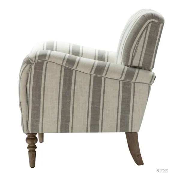 Kirkland's Home Accent Chairs-Gray White Carved Slope Stripe Accent Chair