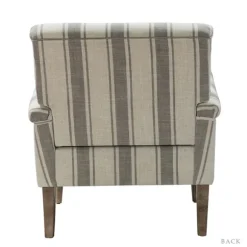 Kirkland's Home Accent Chairs-Gray White Carved Slope Stripe Accent Chair