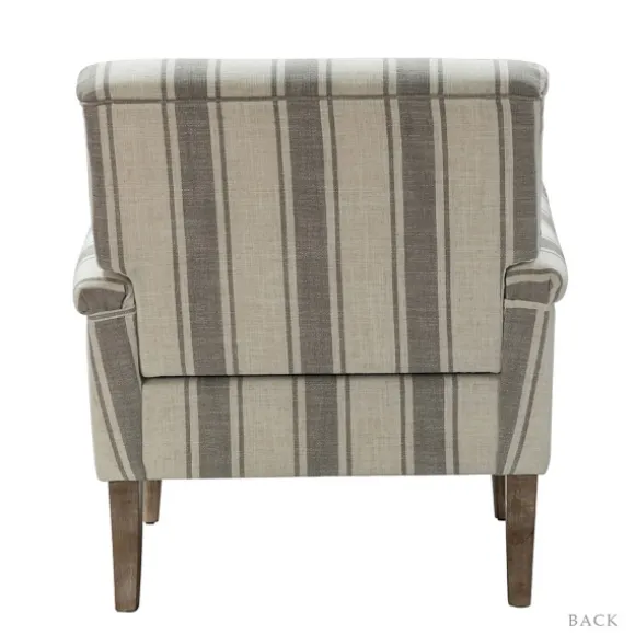 Kirkland's Home Accent Chairs-Gray White Carved Slope Stripe Accent Chair
